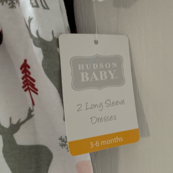 New winter holdiay 2 pack of hudson baby long sleeved dresses - Picture 3 of 3